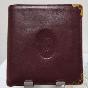 CARTIER Must de Cartier Bifold Bordeaux Leather Wallet with COA